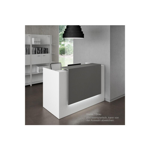 Empfangstheke Singlemodul, Breite: 166 cm, Korpus: Weiss, Ablage: Ulme  (Melamin)