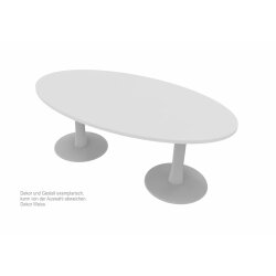 Besprechungstisch Oval, Breite: 200, Dekor:  Weiss,...