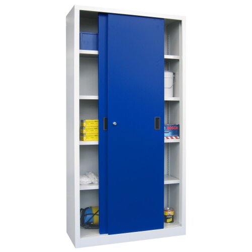 Stahl Schiebetürenschrank 195 cm hoch,  100cm breit,  50 cm tief