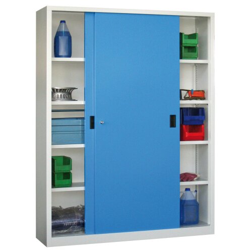 Stahl Schiebetürenschrank 195 cm hoch, 150 cm breit,  60 cm tief