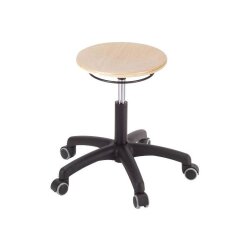 Arbeitshocker mit Buchenholzsitz auf Rollen