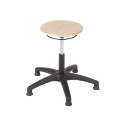 Arbeitshocker mit Buchenholzsitz auf Fussgleitern