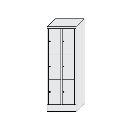 Schliessfachschrank 6  Fächer, Abteilbreite 400mm, auf Sockel
