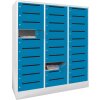 Postverteilerschrank 30 Fächer mit Briefschlitz, Korpus: Lichtgrau, Türen: Himmelblau
