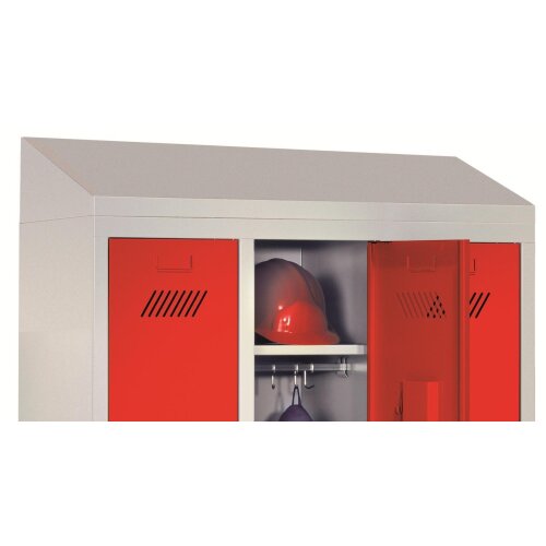 Schliessfachschrank 8 Fächer, Abteilbreite 400mm, auf Sockel,Korpus: Resedagrün, Türen: Tiefschwarz, Drehriegel