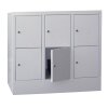 Schliessfachschrank 6 Fächer, Abteilbreite 300mm, auf Sockel, Höhe 85,5 cm, Korpus: Lichtgrau, Türen: Lichtgrau, Zylinderschloss