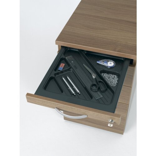 Standcontainer mit 4 Schubfächern und Utensilienschubfach, 80 cm Tief ,Dekor Front: Ahorn, Dekor Korpus: Weiss