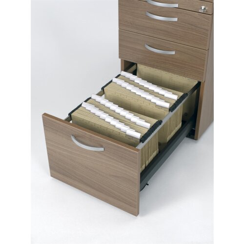 Standcontainer mit Hängeregistratur und 2 Metall-Schubfächern, 80 cm Tief ,Dekor Front: Ahorn, Dekor Korpus: Ahorn