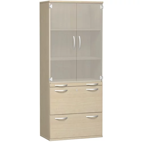 Aktenschrank 5 Ordnerreihen, mit Registerauszügen und Glastüren, 80 cm breit