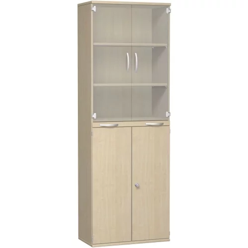 Aktenschrank 6 Ordnerreihen, mit Glastüren und Auszugsbrett, 80 cm brei