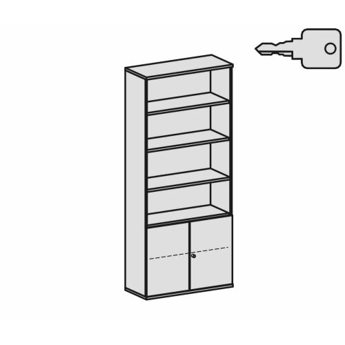 Aktenschrank 6 Ordnerreihen, mit Drehtüren und Regal, 100 cm breit