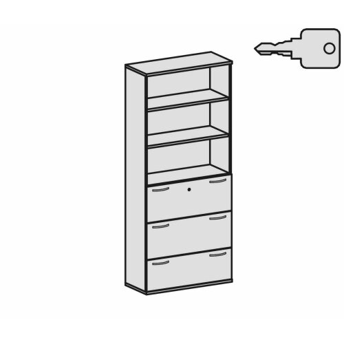 Aktenschrank 6 Ordnerreihen, mit 3 Registerauszügen und Regal, 100 cm brei