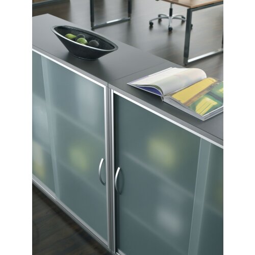 Schiebetürenschrank mit Glastüren, 2 Ordnerreihen, 160 cm breit