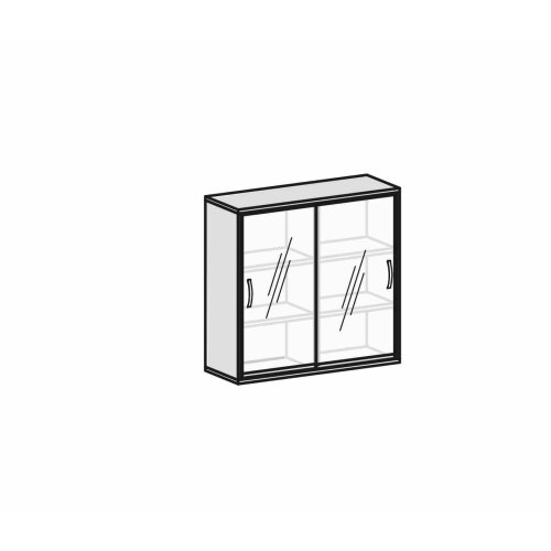 Schiebetürenschrank mit Glastüren, 3 Ordnerreihen, 120 cm breit