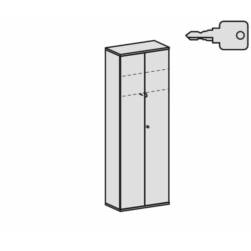 Garderobenschrank 6 OH, 80 cm breit, Dekor Korpus: Lichtgrau, Front: Lichtgrau