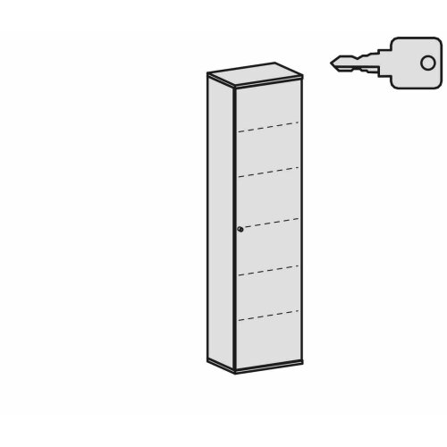 Aktenschrank 6 OH, 60 cm breit, Schloss rechts Dekor Korpus: Weiß, Front: Weiß