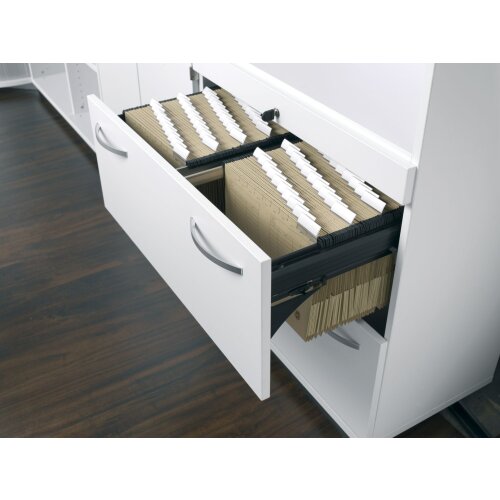 Registraturschrank 2 Reihen, 100 cm breit, Dekor Korpus: Weiß, Front: Weiß