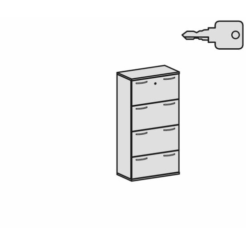 Registraturschrank 4 Reihen, 80 cm breit, Dekor Korpus: Weiß, Front: Weiß
