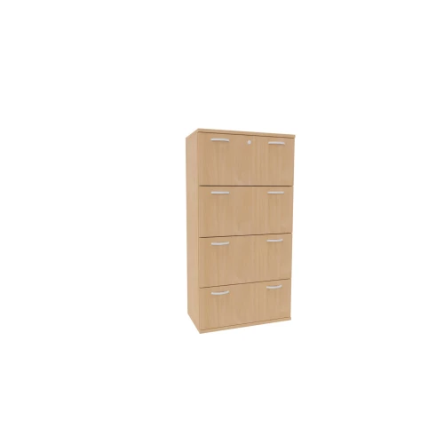 Registraturschrank 4 Reihen, 80 cm breit, Dekor Korpus: Weiß, Front: Weiß