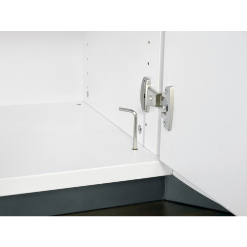 Aktenschrank 5 Ordnerreihen, mit Drehtüren und Regal, 80 cm breit, Dekor Korpus: Lichtgrau, Front: Lichtgrau