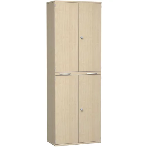 Aktenschrank 6 Ordnerreihen, mit Türen und Auszugsbrett, 80 cm breit, Dekor Korpus: Weiß, Front: Lichtgrau
