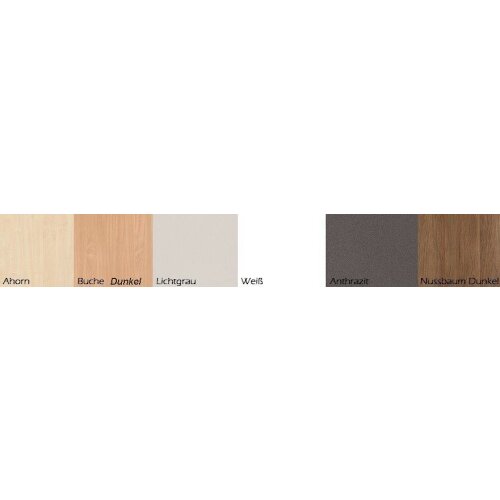 Rollladenschrank 3 Ordnerhöhen, 100 cm breit, Dekor Korpus: Ahorn, Front: Silber