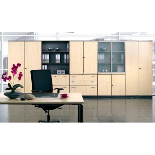 Schiebetürenschrank 3 Ordnerhöhen, 120 cm breit, Dekor Korpus: Lichtgrau, Front: Lichtgrau