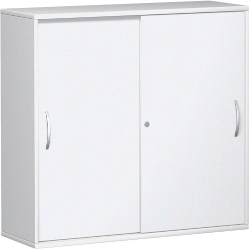 Schiebetürenschrank 3 Ordnerhöhen, 120 cm breit, Dekor Korpus: Weiß, Front: Weiß