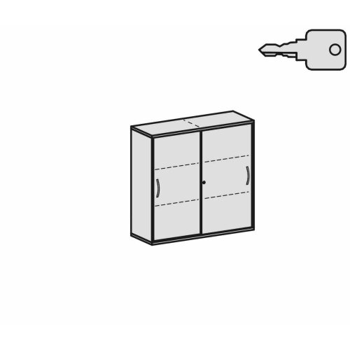 Schiebetürenschrank 3 Ordnerhöhen, 120 cm breit, Dekor Korpus: Weiß, Front: Weiß