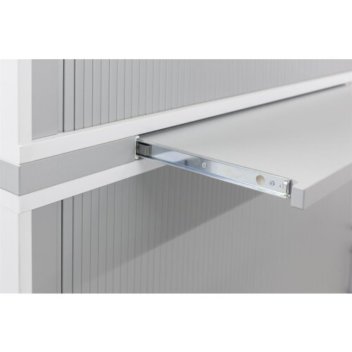 Rolladenschrank 2 Ordnerhöhen, 120 cm Breit Grau/ Silber