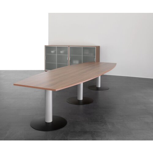 Schiebetürenschrank mit Glastüren 3 Ordnerreihen, 120 cm breit, Dekor Korpus: Nussbaum Dunkel, Front: