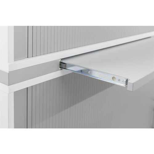 Rolladenschrank 3 Ordnerhöhen, 120 cm Breit Weiss/ Silber