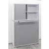 Rolladenschrank 3 Ordnerhöhen, 120 cm Breit Weiss/ Silber