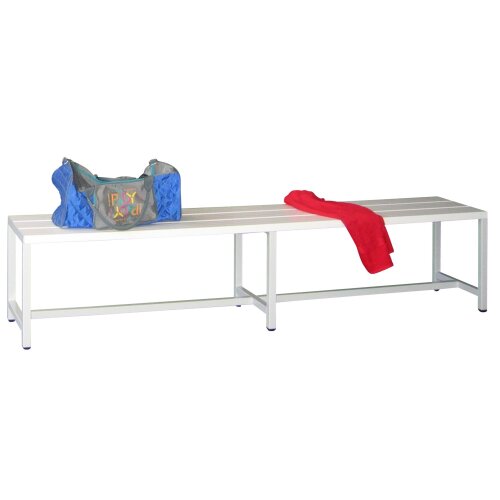 Garderobenbank, 200 cm, Gestell: Reinweiß, Sitzleisten: Kunststoff weiss, ohne Schuhrost
