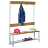 Garderobenbank mit Hakenleiste, 150 cm, Gestell: Lichtgrau, Sitzleisten: Buchenholz, ohne Schuhrost