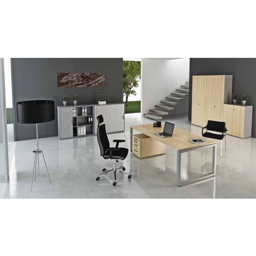 Schreibtisch höhenverstellbar mit Ringfuss 160 x 80 cm