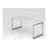 Schreibtisch höhenverstellbar mit Ringfuss 180x80 cm, Dekor: Weiss, Gestell: Silber