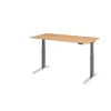 Schreibtisch elektrisch höhenverstellbar 160 x80, Dekor: Buche, Gestell: Anthrazit / Chrom