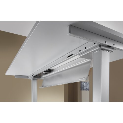 Schreibtisch elektrisch höhenverstellbar 180 x80, Dekor: Nussbaum hell, Gestell: Weiss