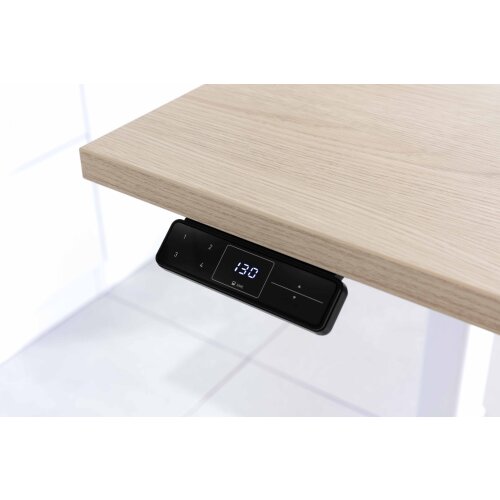 Schreibtisch elektrisch höhenverstellbar 180 x80, Dekor: Nussbaum hell, Gestell: Weiss