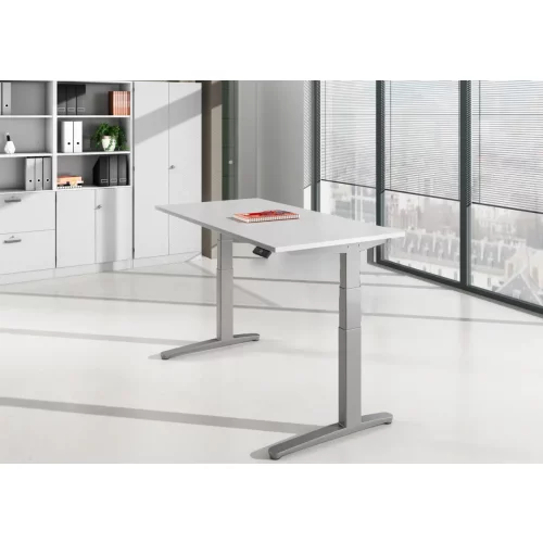 Schreibtisch elektrisch höhenverstellbar 180 x80, Dekor: Eiche, Gestell: Anthrazit