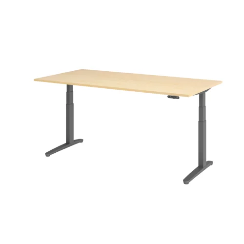 Schreibtisch elektrisch höhenverstellbar 200x100, Dekor: Ahorn, Gestell: Anthrazit