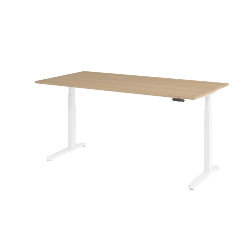 Schreibtisch elektrisch höhenverstellbar 200x100, Dekor: Eiche, Gestell: Weiss