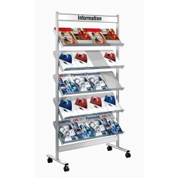 Prospektwagen aus Metall wahlweise mit Schrank