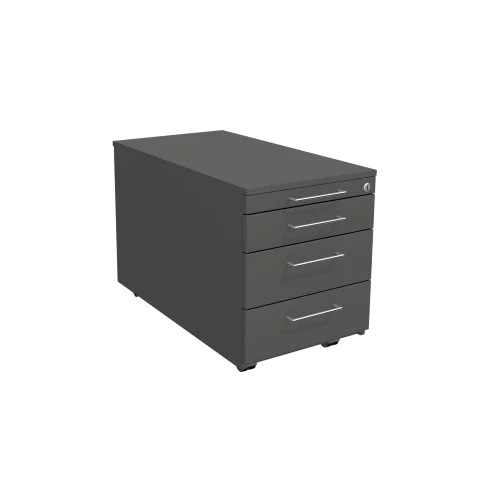 Rollcontainer 80 cm tief mit Schubladen Serie Rothorn / Steel