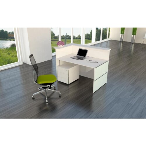 Empfangstheke 150 cm Milchglas / Weiss, ohne LED Beleuchtung