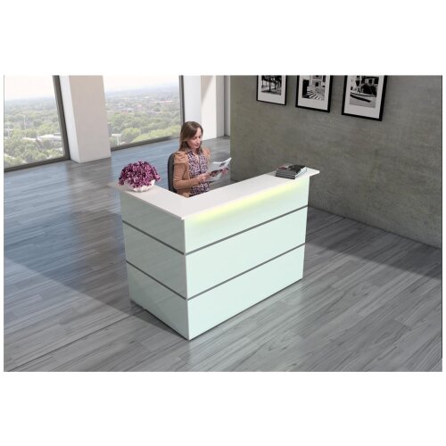 Empfangstheke 150 cm Milchglas / Weiss, mit LED Beleuchtung