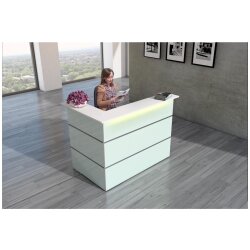 Empfangstheke 150 cm Milchglas / Weiss, mit LED Beleuchtung
