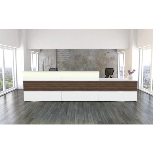 Empfangstheke 410 cm mit Beratungsplatz, mit LED Beleuchtung