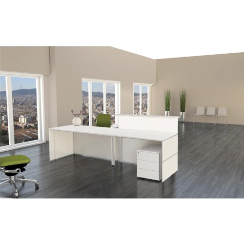 Empfangstheke 410 cm mit Beratungsplatz, mit LED Beleuchtung